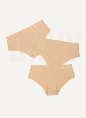 DKNY 3 Pack Hipster Höschen Damen Braun | Austria_D1596