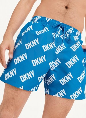 DKNY Allover Logo Swims Kurze Hose Herren Blau | Austria_D0707