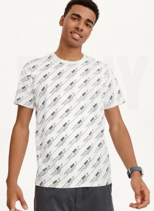 DKNY Allover Stripe Logo T-shirts Herren Weiß | Austria_D1290