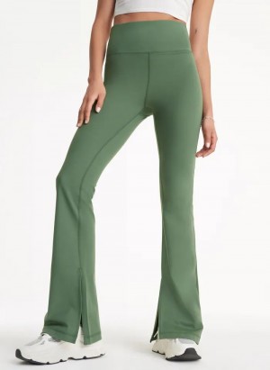 DKNY Balance Compression High-Taille Flare Tight with Slit Leggings Damen Olivgrün | Austria_D0692