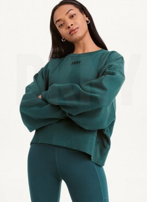 DKNY Balance Oversized Crewneck Pullover Sweatshirts Damen Olivgrün | Austria_D0652