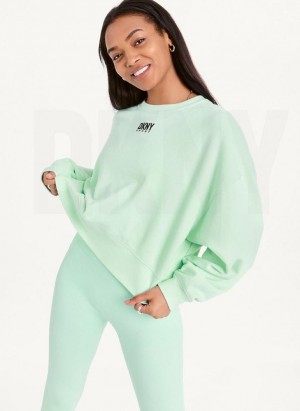 DKNY Balance Oversized Crewneck Pullover Sweatshirts Damen Grün | Austria_D0733