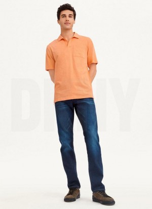 DKNY Baumwoll Slub Jersey Single Breast Polo Shirts Herren Orange | Austria_D0193