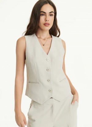 DKNY Besom Pocket Vest Jacken Damen Beige | Austria_D0886