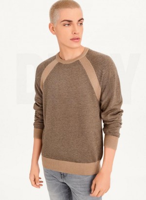 DKNY Birdseye Stitch Pullover Herren Grau Braun | Austria_D0674