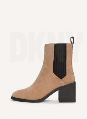 DKNY Block Heel Chelsea Stiefel Damen Braun | Austria_D0653