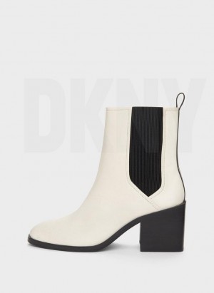 DKNY Block Heel Chelsea Stiefel Damen Weiß | Austria_D0244