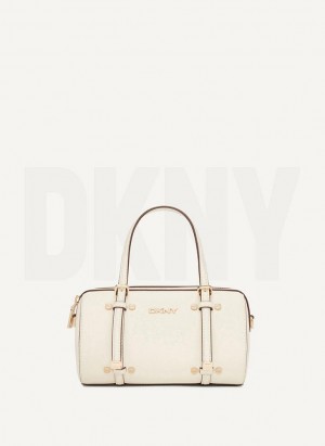 DKNY Bo Mini Duffle Umhängetasche Damen Weiß Gold | Austria_D1378