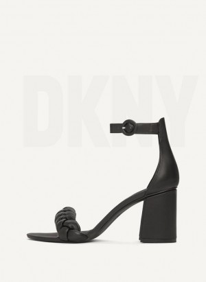 DKNY Braided Ankle Riemen Block Sandalen Damen Schwarz | Austria_D1687