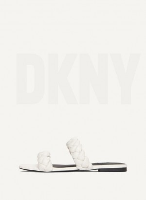 DKNY Braided Double Riemen Pantoletten Damen Weiß | Austria_D0947