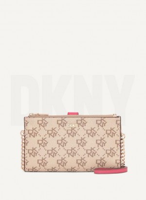 DKNY Bryant Logo Crossbody Geldbörse Damen Khaki Rosa | Austria_D0625