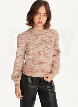 DKNY Bubble Sleeve Knit Pullover Damen Braun | Austria_D0576