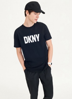 DKNY Clean Front Logo T-shirts Herren Schwarz | Austria_D0290