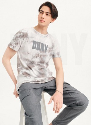 DKNY Cloud Wash Logo T-shirts Herren Grau | Austria_D1301