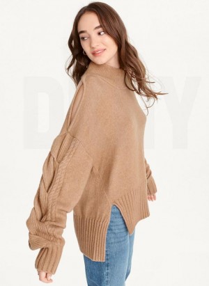 DKNY Cold-Shoulder Pullover Damen Braun | Austria_D0196