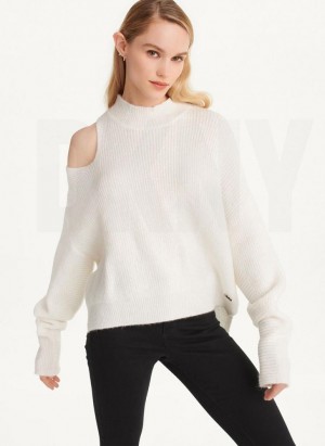 DKNY Cold Shoulder Pullover Damen Weiß | Austria_D0156