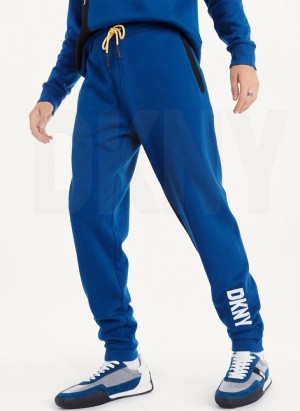 DKNY Colorblock Logo Fleece Hose Herren Tiefesblau | Austria_D0593