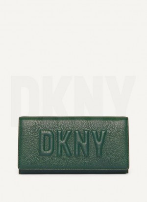 DKNY Continental Raised Logo Geldbörse Damen Grün | Austria_D0809