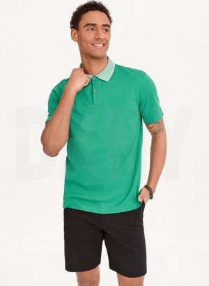 DKNY Core Pima Baumwoll Pique Polo Shirts Herren Grün | Austria_D1398