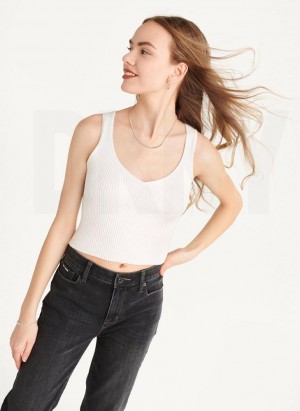 DKNY Cropped Tanktop Damen Weiß | Austria_D1853