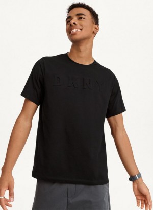 DKNY Debossed Logo T-shirts Herren Schwarz | Austria_D0231