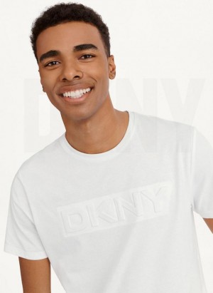 DKNY Debossed Logo T-shirts Herren Weiß | Austria_D0742