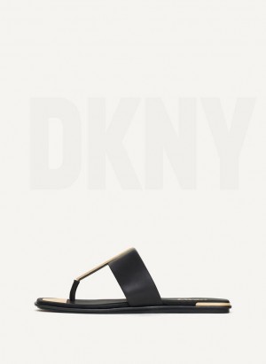 DKNY Deja - Flache Tanga Flip Flops Damen Schwarz | Austria_D1322