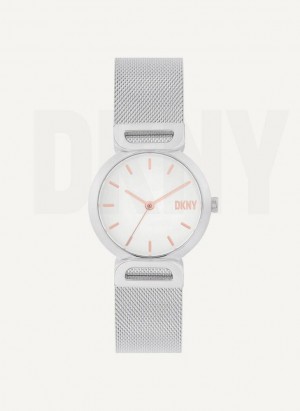 DKNY Downtown Mesh Uhren Damen Silber | Austria_D0314