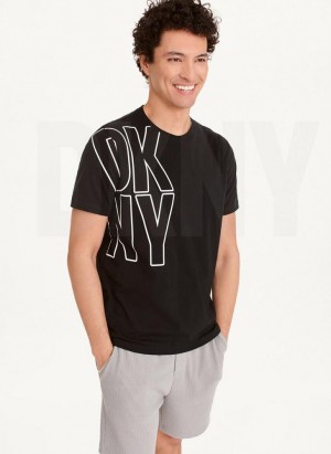 DKNY Exploded Logo Outline T-shirts Herren Schwarz | Austria_D0890