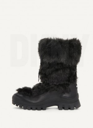 DKNY Faux Fur Lug Sole Stiefel Damen Schwarz | Austria_D0676