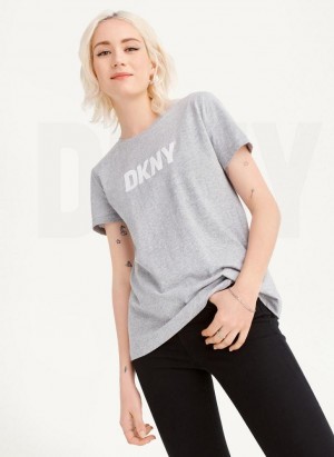 DKNY Foundation Logo T-shirts Damen Grau | Austria_D0945