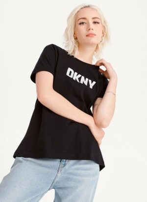 DKNY Foundation Logo T-shirts Damen Schwarz | Austria_D1355