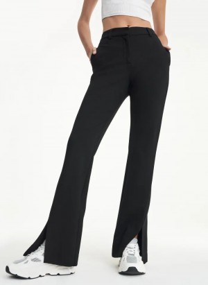 DKNY Front Slit Flare Leg Ponte Pant Hose Damen Schwarz | Austria_D0467