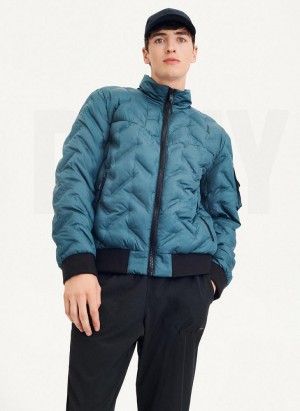 DKNY Gesteppt Bomber Jacken Herren Türkis | Austria_D1860