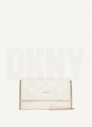 DKNY Gesteppt On A Chain Geldbörse Damen Weiß Gold | Austria_D1590