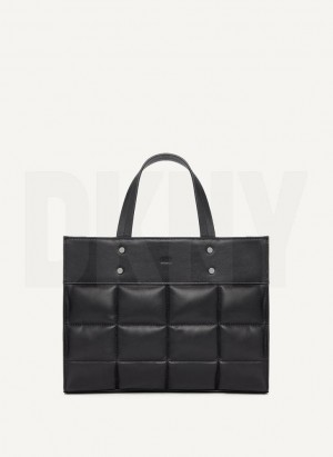 DKNY Globalist Small Gesteppt Book Tote Umhängetasche Damen Schwarz | Austria_D1209