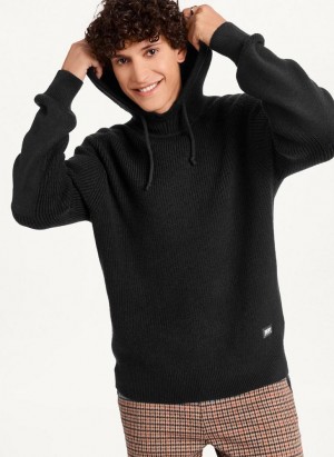 DKNY Half Cardigan Stitch Hoodies Herren Schwarz | Austria_D1234