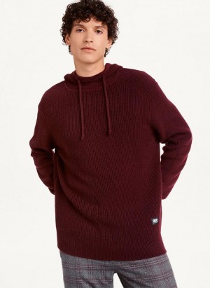 DKNY Half Cardigan Stitch Hoodies Herren Bordeaux | Austria_D1910