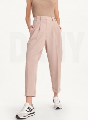 DKNY High Rise Pleat Rolled Cuff Hose Damen Beige | Austria_D1883