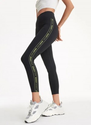 DKNY High Taille 7/8 Tight with Logo Taping Leggings Damen Schwarz Gelb | Austria_D0512