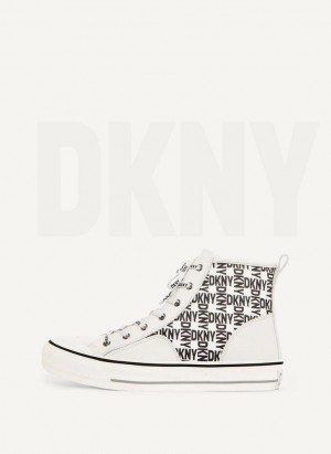 DKNY High Top Logo Sneakers Damen Weiß Schwarz | Austria_D0408