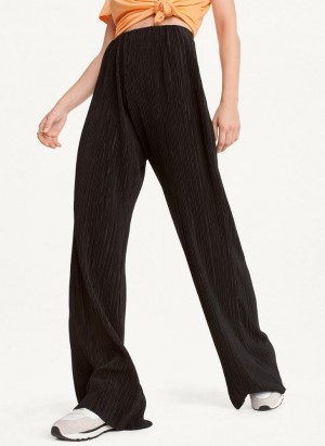 DKNY High Waisted Falten Flare Hose Damen Schwarz | Austria_D1207