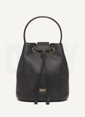 DKNY Inessa Bucket Umhängetasche Damen Schwarz Gold | Austria_D1869