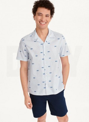 DKNY Interlocking Logo Hemd Herren Blau | Austria_D0691