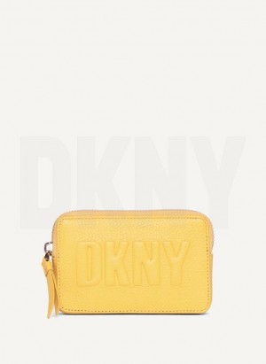 DKNY Keyfob Cardcase Raised Logo Geldbörse Damen Gelb | Austria_D1351