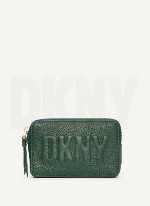 DKNY Keyfob Cardcase Raised Logo Geldbörse Damen Grün | Austria_D1245