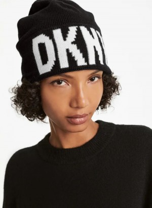 DKNY Klassische Logo Mütze Damen Schwarz | Austria_D1727