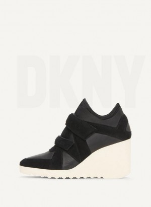 DKNY Klettverschluss Wedge Sneakers Damen Schwarz | Austria_D1978