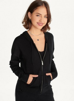 DKNY Knit Hoodies Damen Schwarz | Austria_D1331