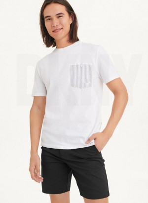 DKNY Kurzes Sleeve Crew Contrast Pocket T-shirts Herren Weiß | Austria_D0915